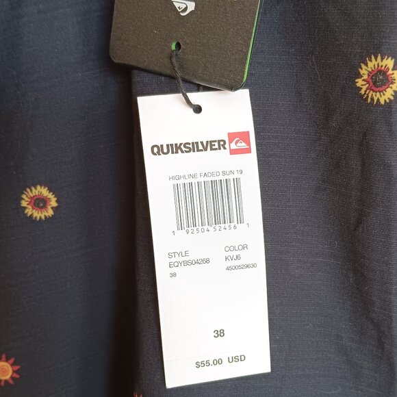 NWT Quiksilver Men's Bathing Suit Board Shorts 19" Velcro Tie L XL Mid Length - Picture 10 of 10
